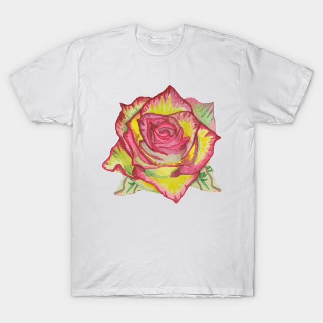 Beautiful yellow rose with pink petals T-Shirt by deadblackpony